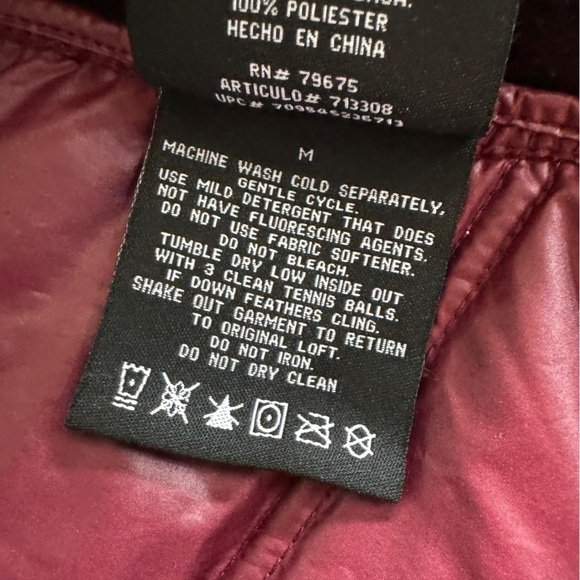 London Fog Down Insulated Full Zip Maroon Slim Puffer Sweater‎ Jacket Winter M - Picture 8 of 9